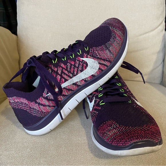 Nike Free 4.0 Flyknit Women’s Athletic Sneaker, Running Shoe, Sz 7.5 Purple Pink - Picture 3 of 8